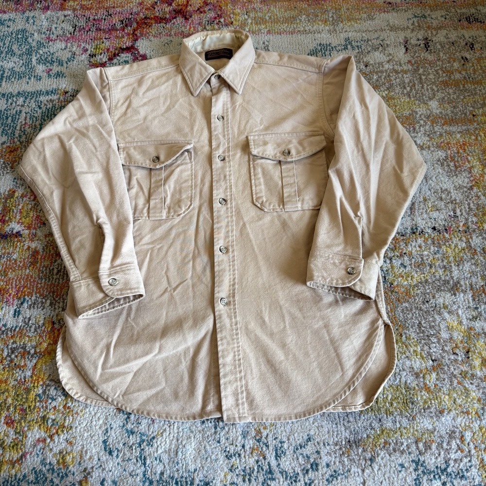 Vintage 70s Eddie Bauer Sunrise Tag Chamois Cloth Shirt Heavyweight Flannel L